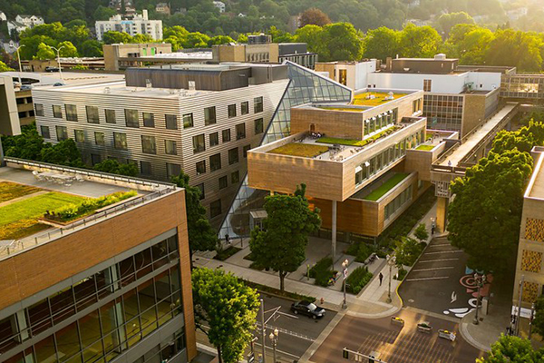 aerial view of Portland State University campus